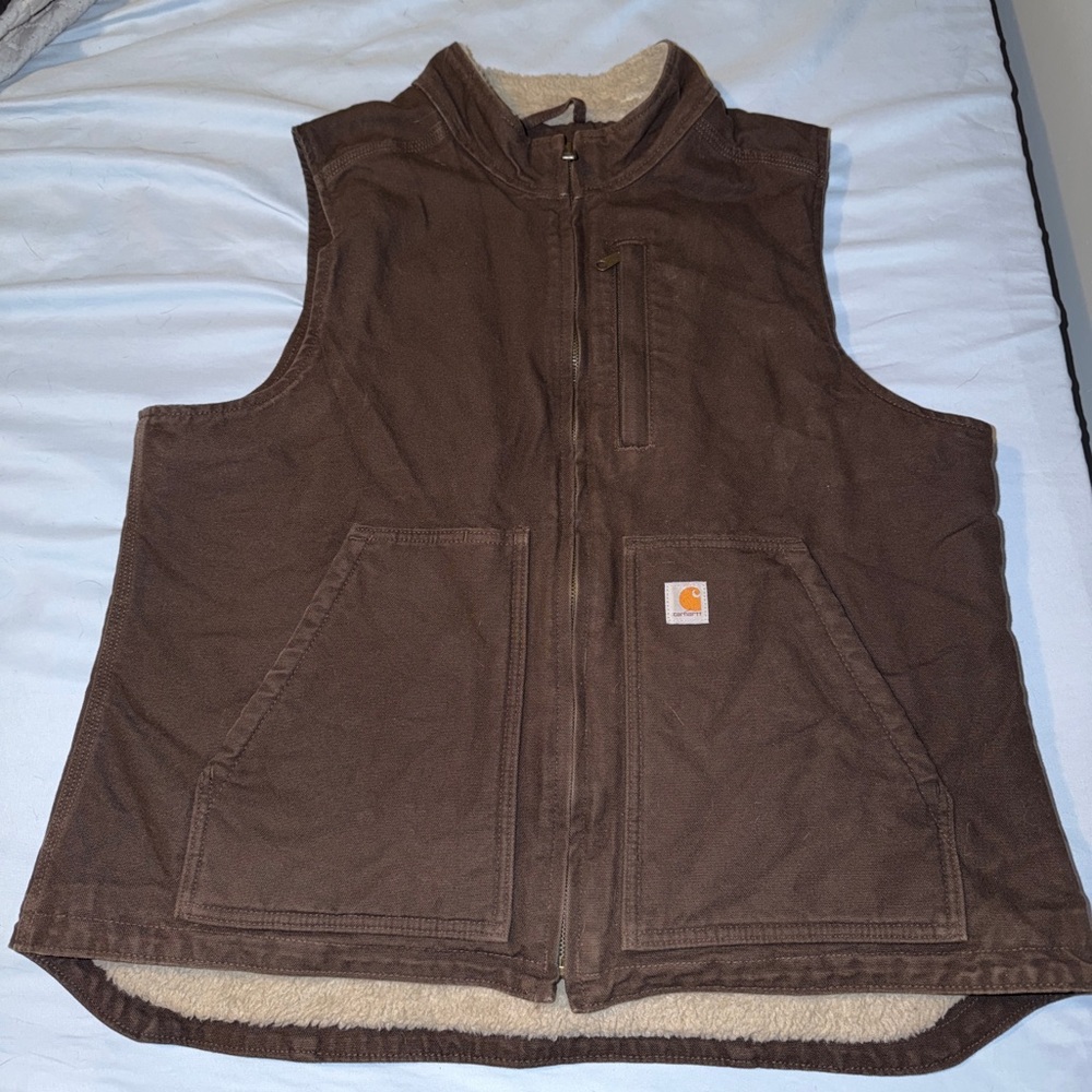 Womens XL Carhartt Brown Sherpa-Lined Vest
